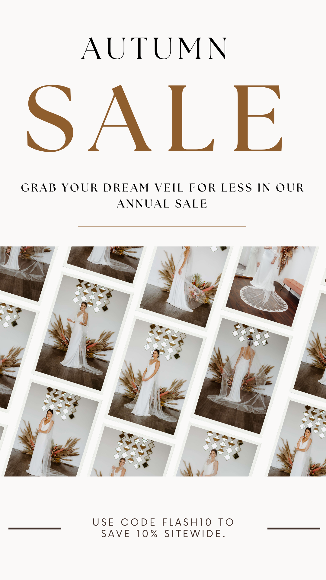 wedding veil Autumn sale banner mobile